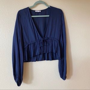 Navy blue flowy blouse